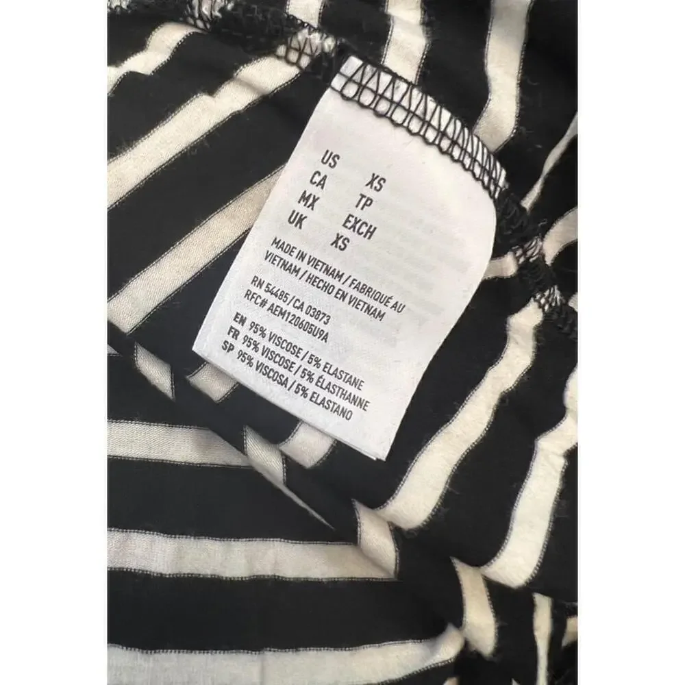 AMERICAN EAGLE Black & White Stripe Scoop Neck Short Sleeve Lightweight Dress XS - Picture 9 of 9